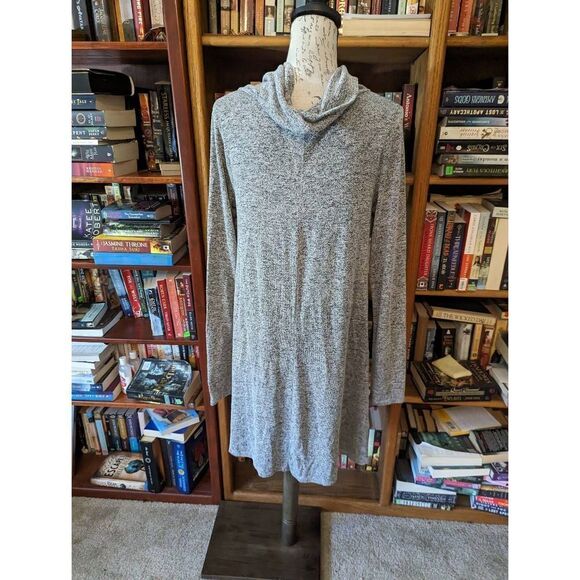 Richard Farrel heather grey cowl neck tunic dress with pockets sz m - Picture 1 of 5
